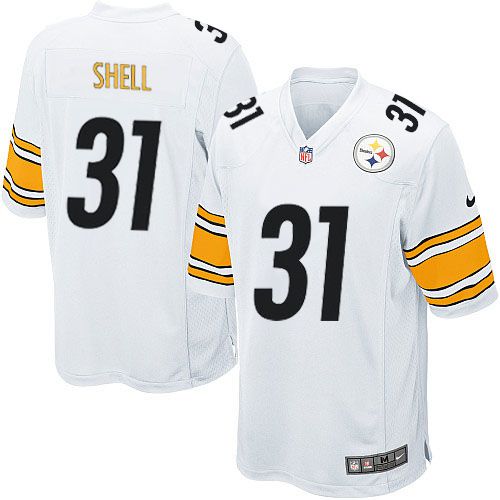 Men Pittsburgh Steelers #31 Shell Nike White Game Player NFL Jersey
